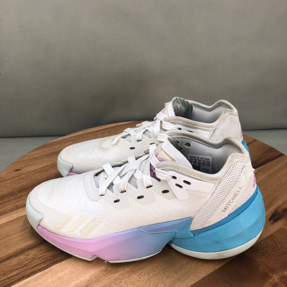Adidas DON Issue 4 Donovan Mitchell White Multi Basketball Shoes Sneaker Youth 4 - Picture 3 of 8